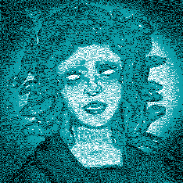 A digital painting of medusa.