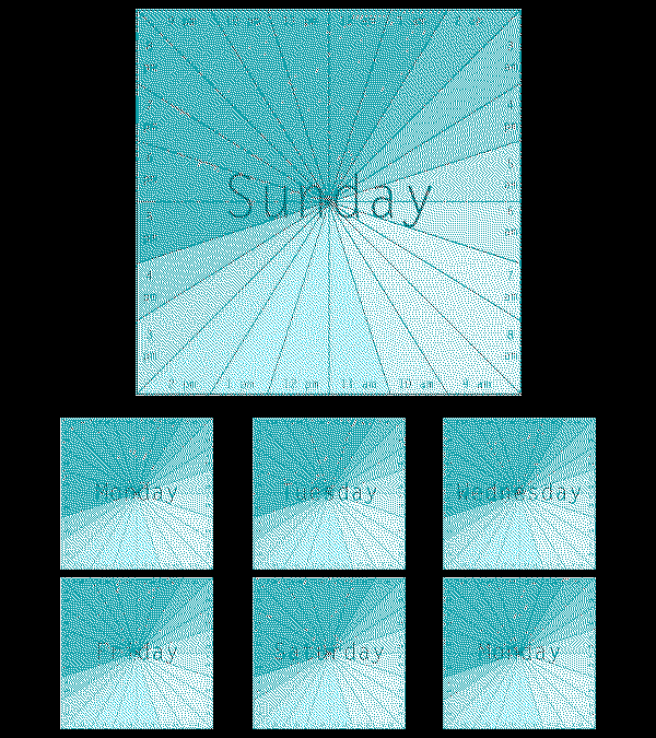 A set of chronodex designs for each day of the week.